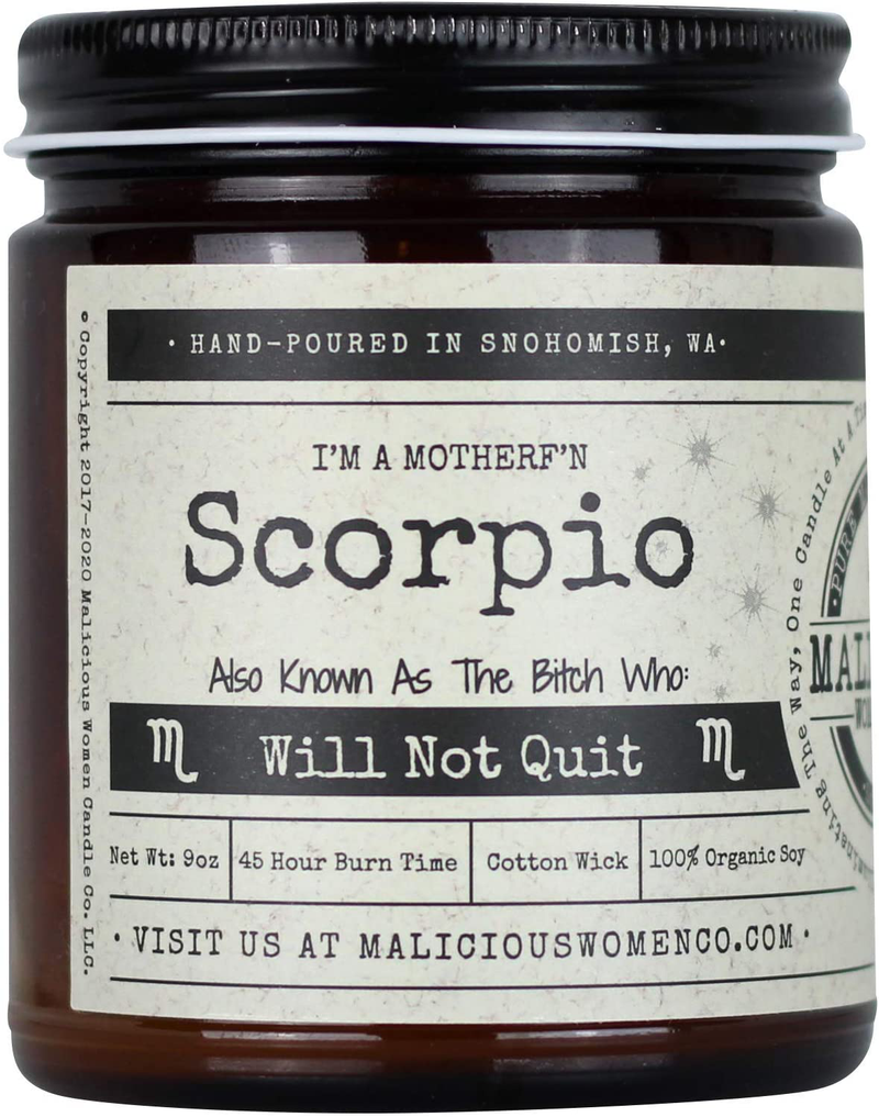 Malicious Women Candle Co - Virgo The Zodiac Bitch - Can Do It on Her Own…Neatly, Take A Hike (Wildflower, Cedar, Moss), All-Natural Soy Candle, 9 oz Home & Garden > Decor > Home Fragrances > Candles MALICIOUS WOMEN CANDLE CO. INFUSED WITHSASS Scorpio  