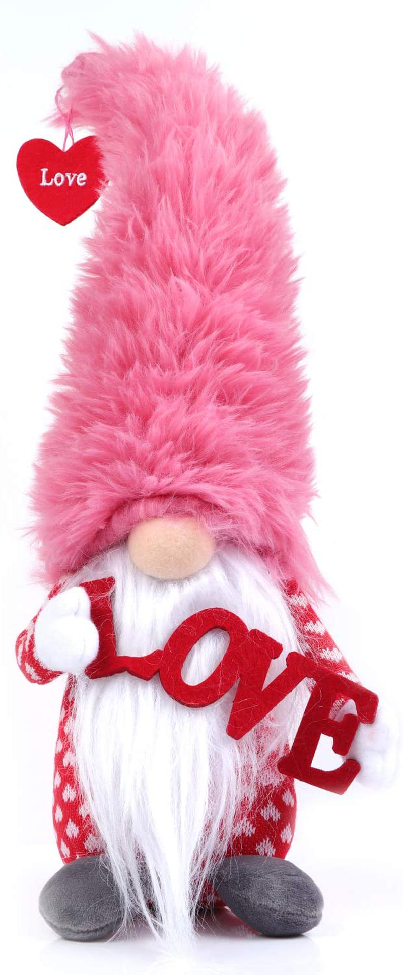 Madanar Valentine'S Day Gnome Plush Fuzzy Hat Handmade Swedish Decor for Tiered Tray Shelf Table Mother'S Day Decorations (Fuzzy Hat) Home & Garden > Decor > Seasonal & Holiday Decorations Madanar Fuzzy Hat  
