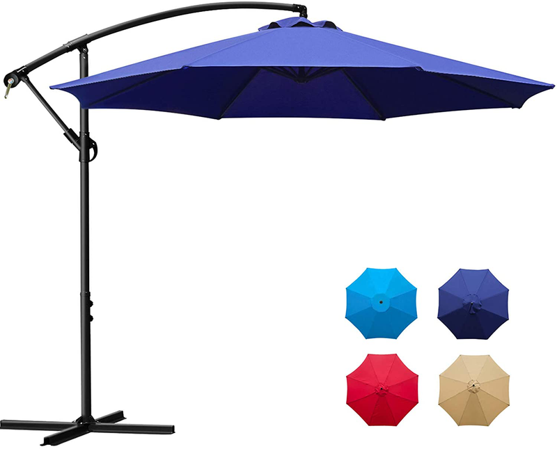 Sunnyglade 10Ft Outdoor Adjustable Offset Cantilever Hanging Patio Umbrella (Tan) Home & Garden > Lawn & Garden > Outdoor Living > Outdoor Umbrella & Sunshade Accessories Sunnyglade Navy Blue  
