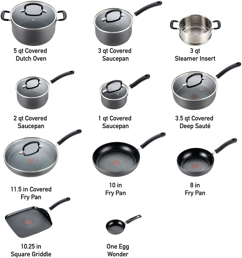 T-fal Ultimate Hard Anodized Nonstick 17 Piece Cookware Set, Black Home & Garden > Kitchen & Dining > Kitchen Tools & Utensils > Kitchen Knives T-fal   