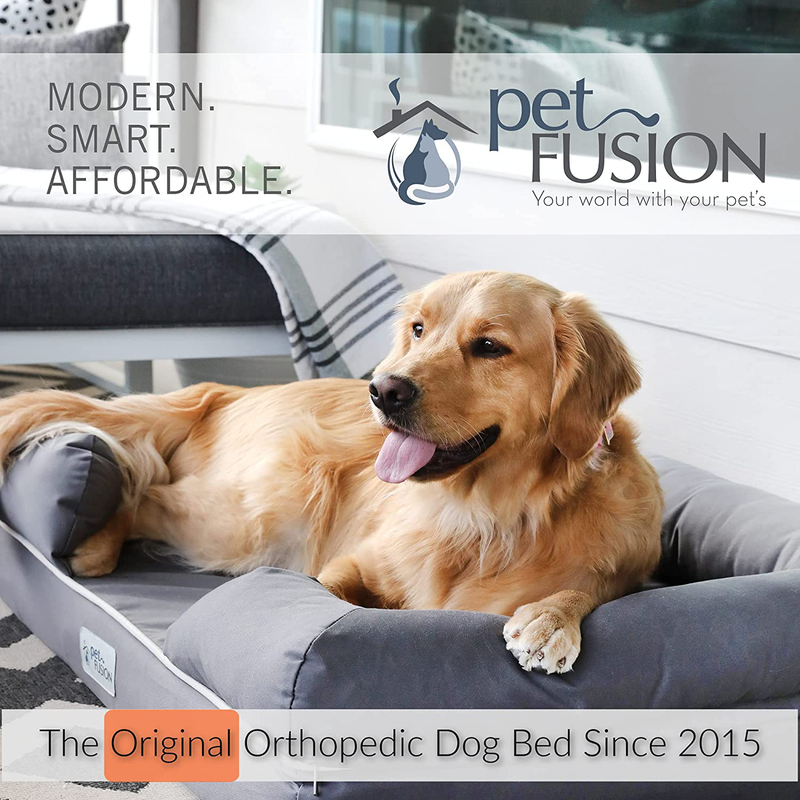 Petfusion Ultimate Orthopedic Dog Bed | Solid Certipur-Us Memory Foam | Multiple Sizes/Colors, Medium Firmness Bolster, Waterproof Liner, Breathable 35% Cotton Cover | Cert. Skin Safe | 3Yr Warranty Animals & Pet Supplies > Pet Supplies > Dog Supplies > Dog Beds PetFusion, LLC.   