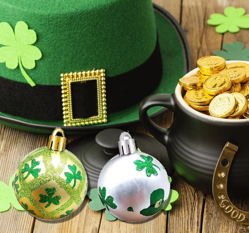 Medoore 12 Pieces St Patrick Ornament Ball-St. Patrick'S Shamrock Hanging Ball Ornament, Good Luck Clover Decoration Baubles for Tree Baubles Table Shelf Festival Decorations, 3 Styles Arts & Entertainment > Party & Celebration > Party Supplies Medoore   