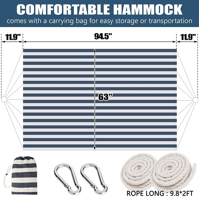 INNO STAGE Double Portable Hammock - Patio Hammock Two Person Hanging Camping Bed for Patio, Backyard, Porch, Outdoor and Indoor Use - Soft Woven Canvas Fabric Hammocks with Portable Carrying Bag Home & Garden > Lawn & Garden > Outdoor Living > Hammocks INNO STAGE   