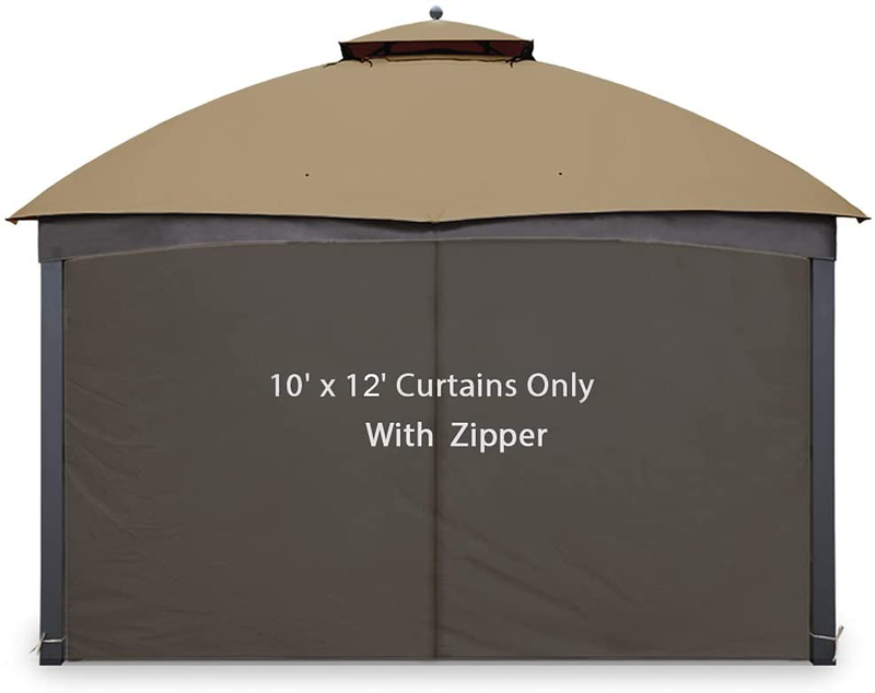 Gazebo Universal Replacement Privacy Curtain - Gafrem Canopy Panel Side Wall fits 10ft Gazebos (Brown, 10x10 feet)