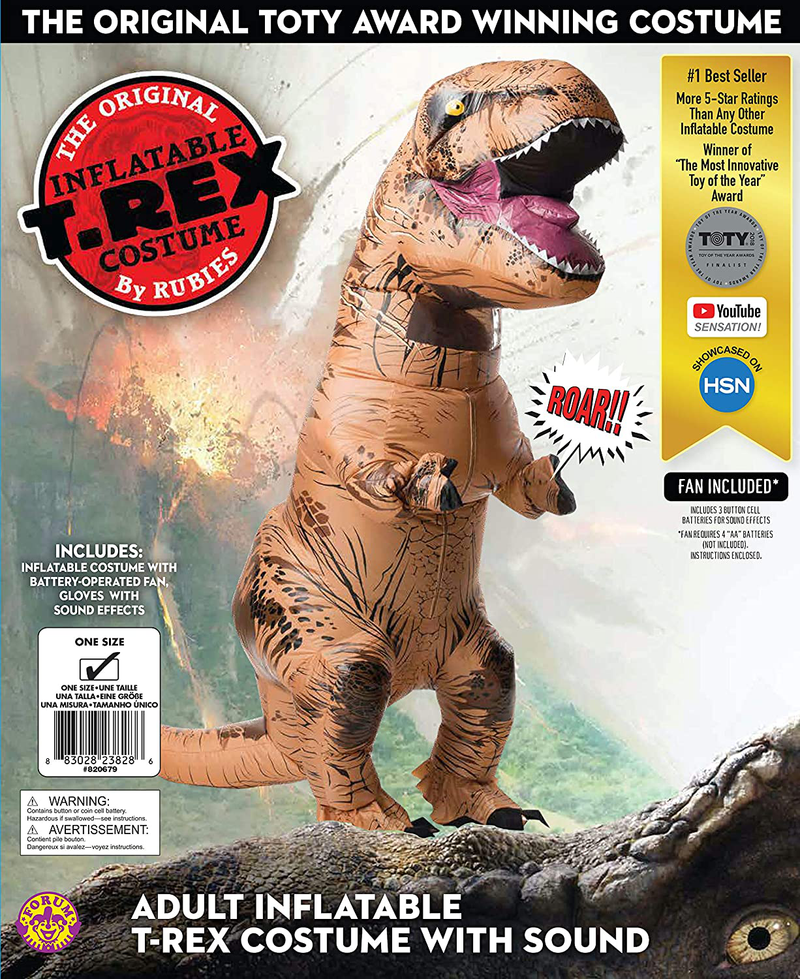 Rubies Adult The Original Inflatable Dinosaur Costume, T-Rex with Sound, Standard Apparel & Accessories > Costumes & Accessories > Costumes Rubie's   