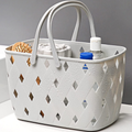 Portable Plastic Shower Caddy Baskets, Rattan Standing Storage Organizer Bins, Portable Shower Caddy Tote Bag with Handles, Hollow Cleaning Caddy with Holes for Bathroom, College Dorm, Kitchen, Home - Black Sporting Goods > Outdoor Recreation > Camping & Hiking > Portable Toilets & Showers HOUZHENG Geometry Grey  
