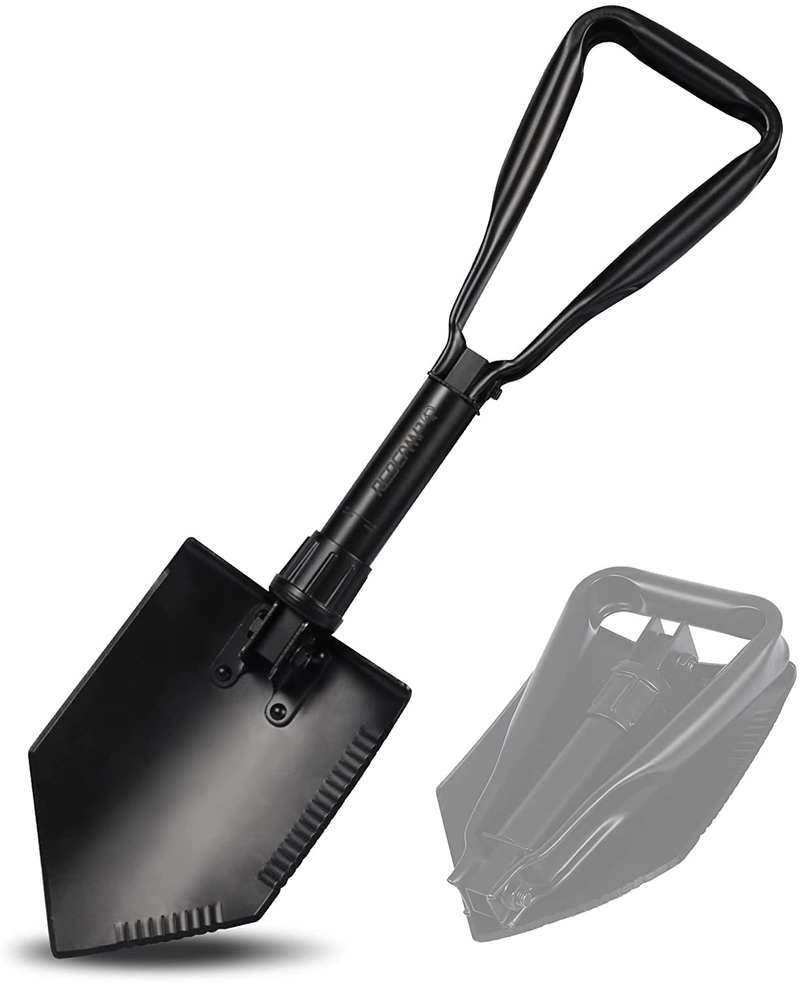 REDCAMP Military Folding Camping Shovel，High Carbon Steel Entrenching Tool Tri-Fold Handle Shovel with Cover Sporting Goods > Outdoor Recreation > Camping & Hiking > Camping Tools REDCAMP Black Heavy duty  