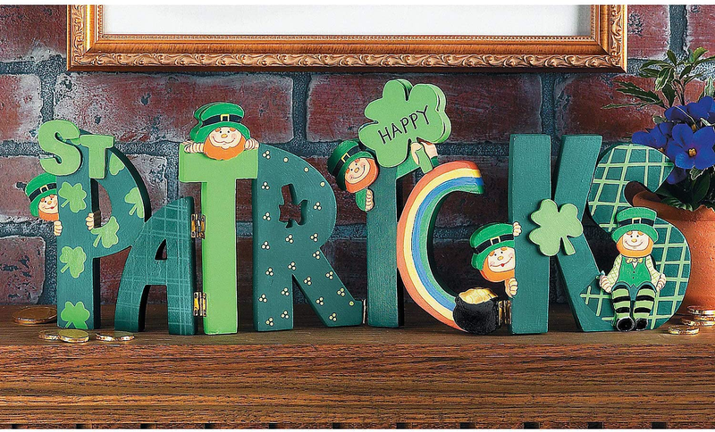 Happy St. Patrick'S Wooden Screen Sign - Hinged, Wood and Hand Painted - Shamrocks, Leprechauns, and Rainbows - St. Patrick'S Day Tabletop Home Decor