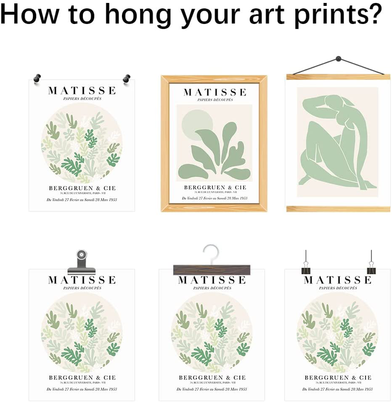 Matisse Poster - 3 Pcs 8X10" Canvas Matisse Prints Set Sage Green Decor Trendy Posters Aesthetic Poster Abstract Posters Matisse Wall Art for Bedroom Bathroom Living Room Unframed Home & Garden > Decor > Artwork > Posters, Prints, & Visual Artwork Meravigliosa   