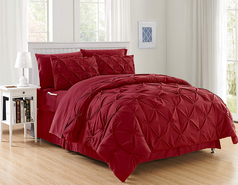 Luxury Best, Softest, Coziest 8-Piece Bed-in-a-Bag Comforter Set on Amazon! Elegant Comfort - Silky Soft Complete Set Includes Bed Sheet Set with Double Sided Storage Pockets, King/Cal King, White Home & Garden > Linens & Bedding > Bedding Elegant Comfort Burgundy Full/Queen 