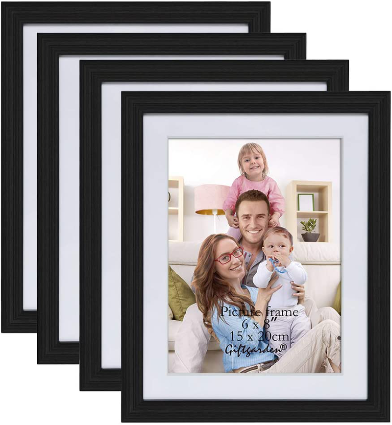 Giftgarden 8x10 Picture Frame Black with Mat, Matted to 8 x 10’ Photo for Wall or Tabletop Decor, Set of 4
