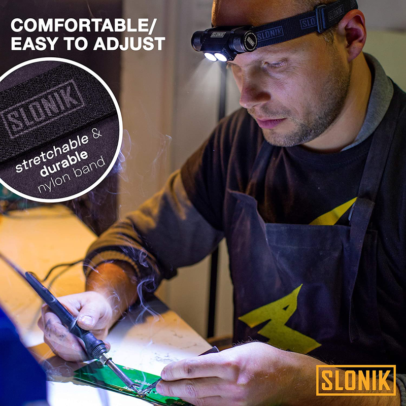SLONIK 1000 Lumen Rechargeable CREE LED Headlamp W/ 2200 Mah Battery - Lightweight, Durable, Waterproof and Dustproof Headlight - Xtreme Bright 600 Ft Beam - Camping and Hiking Gear Sporting Goods > Outdoor Recreation > Camping & Hiking > Camping Tools SLONIK   
