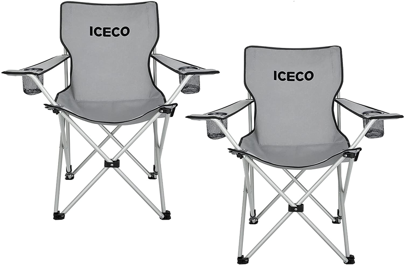 ICECO Camping Chairs for Adult, Ultralight Folding Chairs for Outside, Portable Chairs Compact with Double Cup Holders Carrying Bag for Fishing Hiking BBQ Picnic Festival Sporting Goods > Outdoor Recreation > Camping & Hiking > Camp Furniture ICECO Grey-2pack  