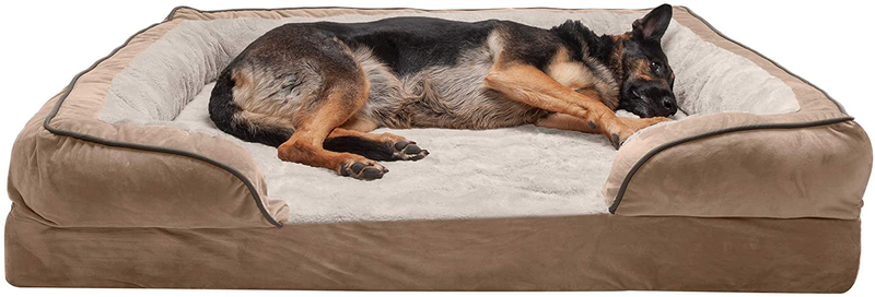 Furhaven Orthopedic, Cooling Gel, and Memory Foam Pet Beds for Small, Medium, and Large Dogs and Cats - Luxe Perfect Comfort Sofa Dog Bed, Performance Linen Sofa Dog Bed, and More Animals & Pet Supplies > Pet Supplies > Dog Supplies > Dog Beds Furhaven Velvet Waves Brownstone Sofa Bed (Memory Foam) Jumbo Plus (Pack of 1)