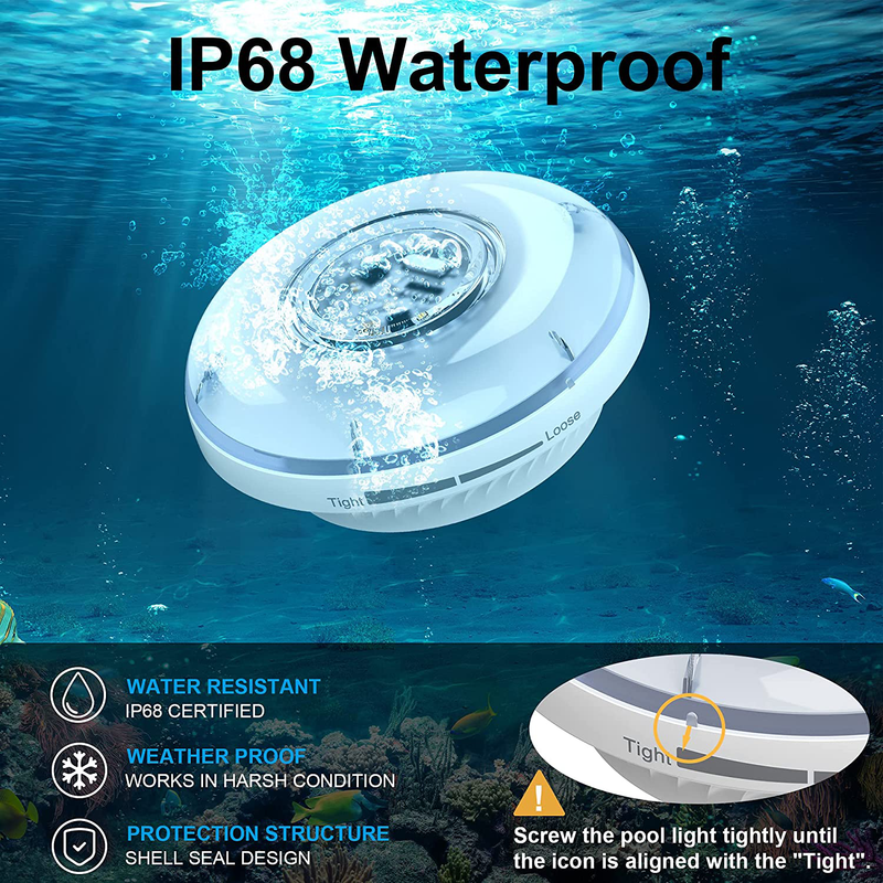 Pool Lights Underwater, 15 LEDs Submersible Led Lights for Inground Pools with APP and Remote, IP68 Waterproof for Aquariums Pond Vase Yard Party - 4 Pack ( Must Pair Remote with Pool Lights to Work )