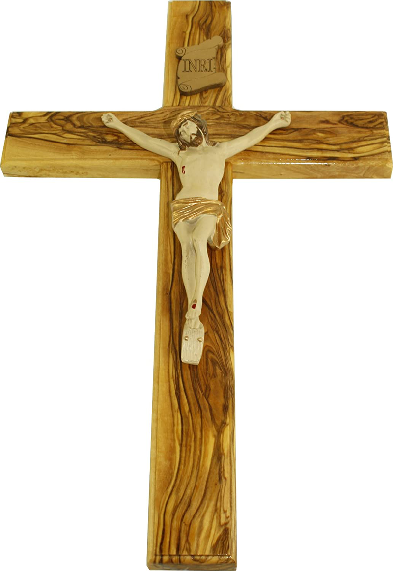 Olive wood Cross/Crucifix with sample from the Holy Land (5 Inches) Home & Garden > Decor > Artwork > Sculptures & Statues Holy Land Market 14 Inch Crucifix  