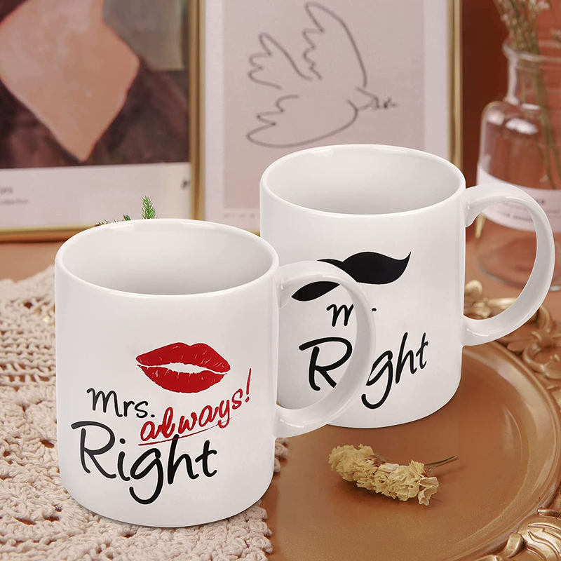 Couples Gifts for Couples Husband Wife-Mr.Right/Mrs. Always Right 11 Oz Ceramic Coffee Mug Set-Wedding Gifts for Bride and Groom,Romantic Presents Ideas for Christmas,Valentines Day,Engagement Wedding Home & Garden > Kitchen & Dining > Tableware > Drinkware RioGree   