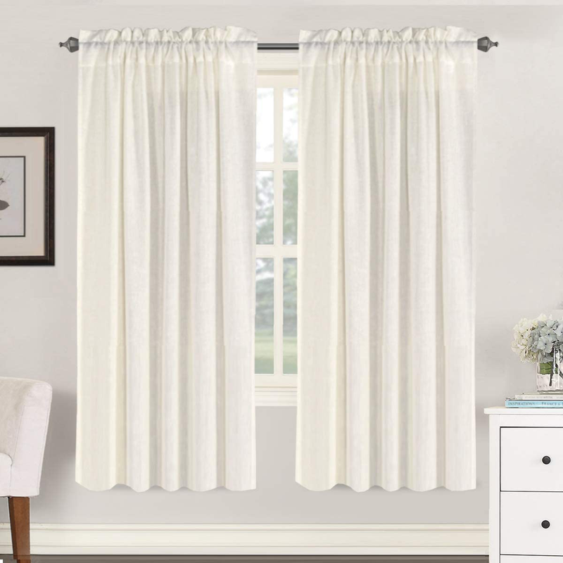Linen Curtains Light Filtering Privacy Protecting Panels Premium Soft Rich Material Drapes with Rod Pocket, 2-Pack, 52 Wide x 96 inch Long, Natural Home & Garden > Decor > Window Treatments > Curtains & Drapes H.VERSAILTEX Ivory 52"W x 72"L 