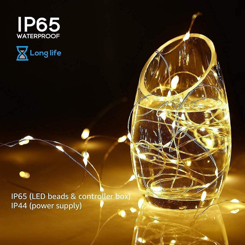 Josmega Upgraded Larger Solar Powered Fairy String Lights 8 Mode Twinkle Lighting Outdoor Waterproof Auto On/Off, Christmas Decoration