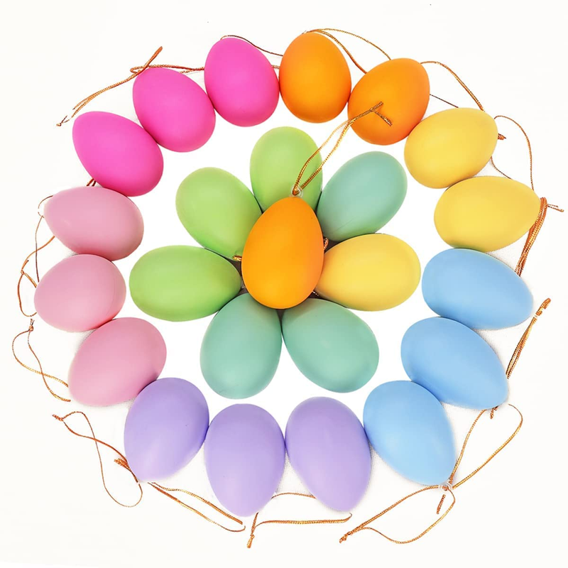 Ivenf Easter Tree Decorations, 24 Pcs Easter Egg Ornaments, Easter Tree Ornaments Plastic Eggs Decor for Tree, Kids School Home Office Party Supplies Gifts, Spring Decorations for Home Home & Garden > Decor > Seasonal & Holiday Decorations Ivenf Orange and Pink  