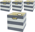 Storage Bins Storage Cubes, 13×13 Fabric Storage Boxes Foldable Baskets Containers Drawers for Nurseries,Offices,Closets,Home Décor ,Set of 4 ,Grey-white Striped Home & Garden > Decor > Seasonal & Holiday Decorations Posprica Black-white Striped 11×11×11/4pcs 