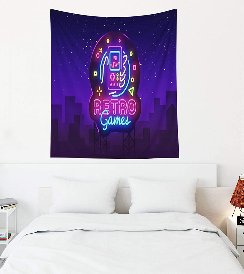 Crannel Gaming Wall Tapestry, Conceptual Abstraction Modern Controller Realistic Game Wireless Mockup Tapestry 80x60 Inches Wall Art Tapestries Hanging Dorm Room Living Home Decorative,Black Blue Home & Garden > Decor > Artwork > Decorative TapestriesHome & Garden > Decor > Artwork > Decorative Tapestries Crannel Purple Black-3 50" L x 60" W 