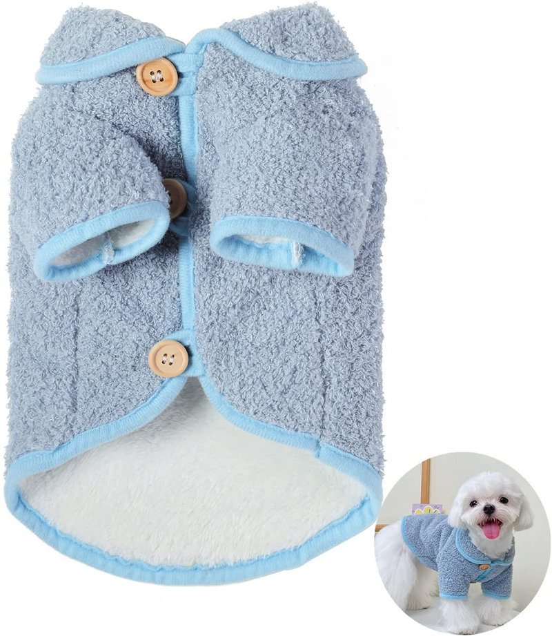 Loyanyy Fleece Lined Dog Vest for Winter Warm Soft Sweater for Small Medium Dog Cat Cute Puppy Kitten Clothes Animals & Pet Supplies > Pet Supplies > Cat Supplies > Cat Apparel Loyanyy Z Blue Large 