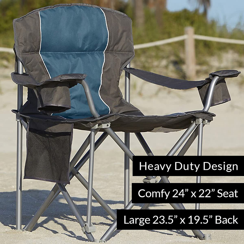 Livingxl 500-Lb. Capacity Heavy-Duty Portable Chair (Blue) Sporting Goods > Outdoor Recreation > Camping & Hiking > Camp Furniture LivingXL   