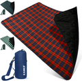 KAMUI Outdoor Waterproof Blanket - Machine Washable Picnic Blanket, Waterproof and Windproof Backing, Portable Shoulder/Hand Strap Great for Festival, Park, Beach, Ground Blanket 79X55inch 201X140cm Home & Garden > Lawn & Garden > Outdoor Living > Outdoor Blankets > Picnic Blankets KAMUI Blue and Red Large 