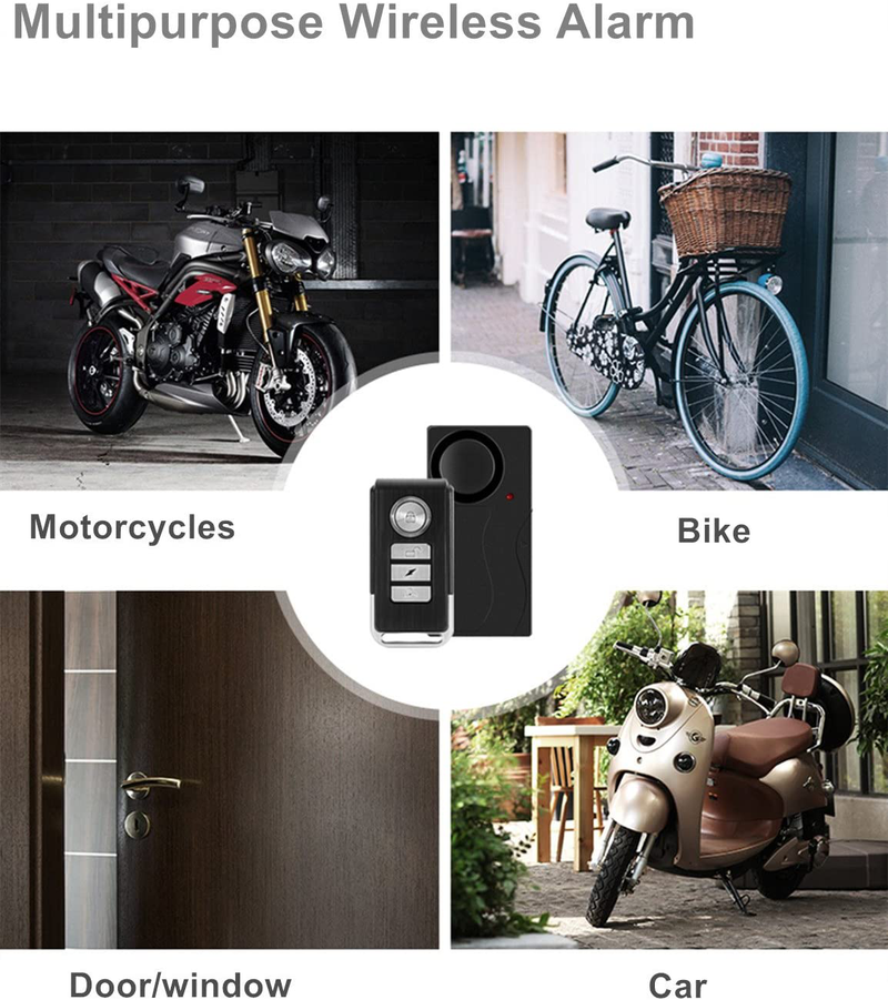 Wsdcam Wireless Vibration Alarm with Remote Control Anti-Theft Alarm Bike/Motorcycle/Vehicle Security Alarm, 110db Loud, Door and Window Alarm Vehicles & Parts > Vehicle Parts & Accessories > Vehicle Safety & Security > Vehicle Alarms & Locks > Automotive Alarm Systems wsdcam   
