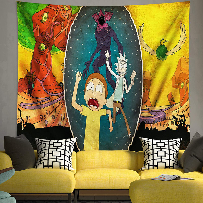 Rick and Morty Tapestry Anime Tapestry for Boys Bedroom Dorm Birthday Decoration Gifts 51.2 x 59.1 in Home & Garden > Decor > Artwork > Decorative Tapestries Wieco rick 1 51.2x59.1in 