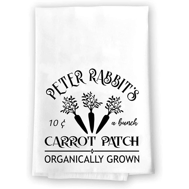Decorative Kitchen and Bath Hand Towel | Easter Flowers Orange Pink Green | Spring Summer Garden Themed | Home Decor Decorations | House Gift Present Home & Garden > Decor > Seasonal & Holiday Decorations Serenity Home Goods Peter Rabbit's Carrot Patch  