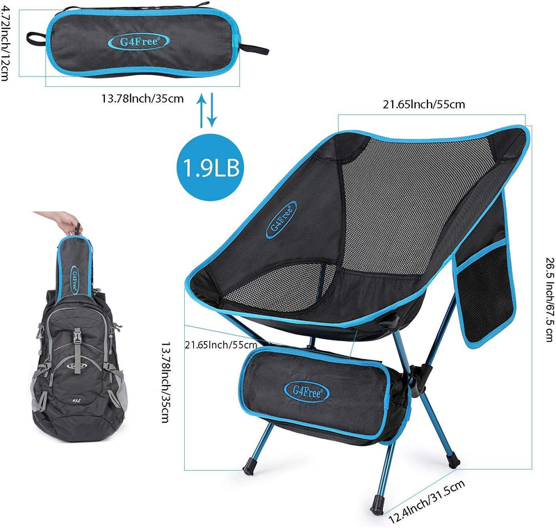 G4Free Upgraded 2 Pack Ultralight Folding Camping Chair, Portable Compact Heavy Duty for Outdoor, Camp, Travel, Beach, Picnic, Festival, Hiking, Backpacking