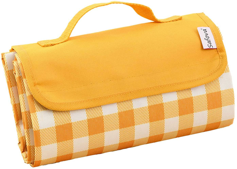 Picnic Blanket, 79''x57'' Large Beach Mat Waterproof Sandproof for 4-6 People, Foldable Camping Blankets, Machine Washable (Blue) Home & Garden > Lawn & Garden > Outdoor Living > Outdoor Blankets > Picnic Blankets Safova Yellow  