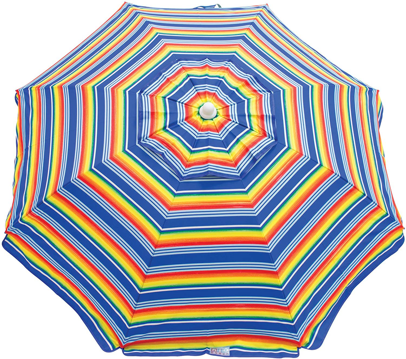 Rio Beach 6-Foot UPF 50+ Beach Umbrella with Built-in Sand Anchor Home & Garden > Lawn & Garden > Outdoor Living > Outdoor Umbrella & Sunshade Accessories Rio Brands Multi Stripe  
