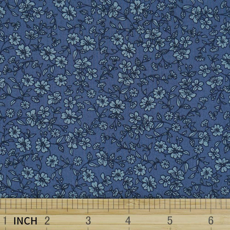 MasterFAB Cotton Fabric by The Yard for Sewing DIY Crafting Fashion Design Printed Floral Washable Cloth Bundles Voile;Full Width cuttable39 x 55inches (100x140cm) (Gray-Blue Spring Flowers)