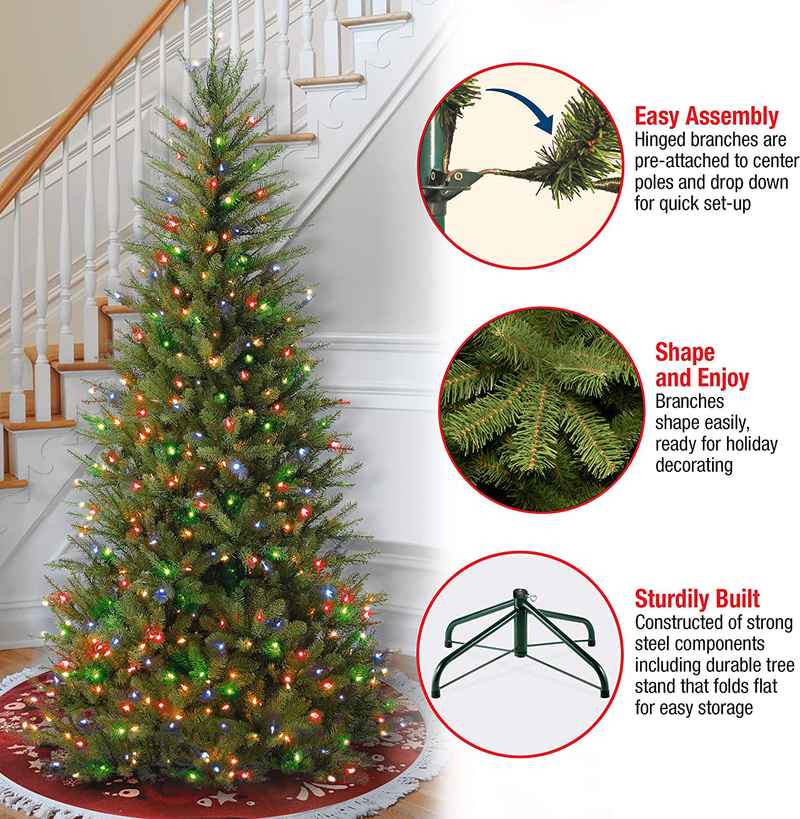 National Tree Company Pre-lit Artificial Christmas Tree | Includes Pre-strung Multi-Color Lights and Stand | Dunhill Fir Slim - 6.5 ft Home & Garden > Decor > Seasonal & Holiday Decorations > Christmas Tree Stands National Tree Company   