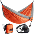 HONEST OUTFITTERS Double Camping Hammock with Hammock Tree Straps,Portable Parachute Nylon Hammock for Backpacking Travel Home & Garden > Lawn & Garden > Outdoor Living > Hammocks HONEST OUTFITTERS Do Orange/Grey 78"W x 118"L 