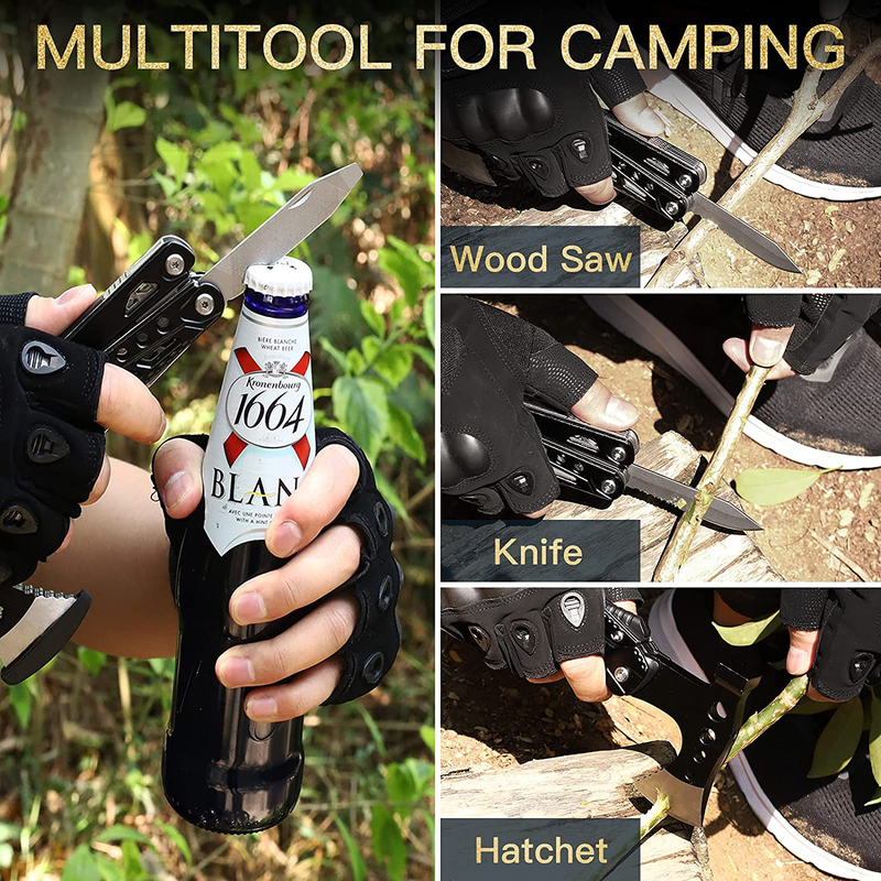 GRESOU Multitool Axe Hammer, 14 in 1 Camping Survival Gear and Equipment, Multitool Hatchet with Saw Screwdrivers Pliers Bottle Opener, Camping Accessories Gifts for Men Outdoor Hiking Hunting Sporting Goods > Outdoor Recreation > Camping & Hiking > Camping Tools GRESOU   