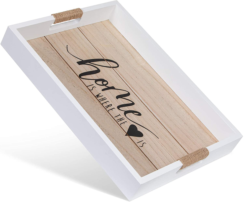 Rustic Serving Tray with Cut Out Handles, Decorative Wooden Tray, Tray Decor, Tray for Ottoman Coffee Table, Decorative Tray, Coffee Table Tray, Moudja Wooden Tray 16.53 x 12.20 Home & Garden > Decor > Decorative Trays Moudja Default Title  