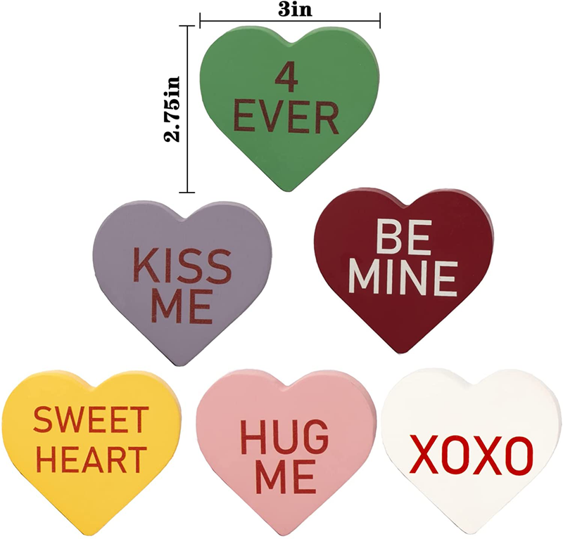 DAZONGE Valentine Decorations, 6PCS Valentine Tiered Tray Decor - Heart Wooden Signs with Loving Words, Freestanding Heart Shape Signs for Valentines Decor, Wedding Home & Garden > Decor > Seasonal & Holiday Decorations Dazonge   