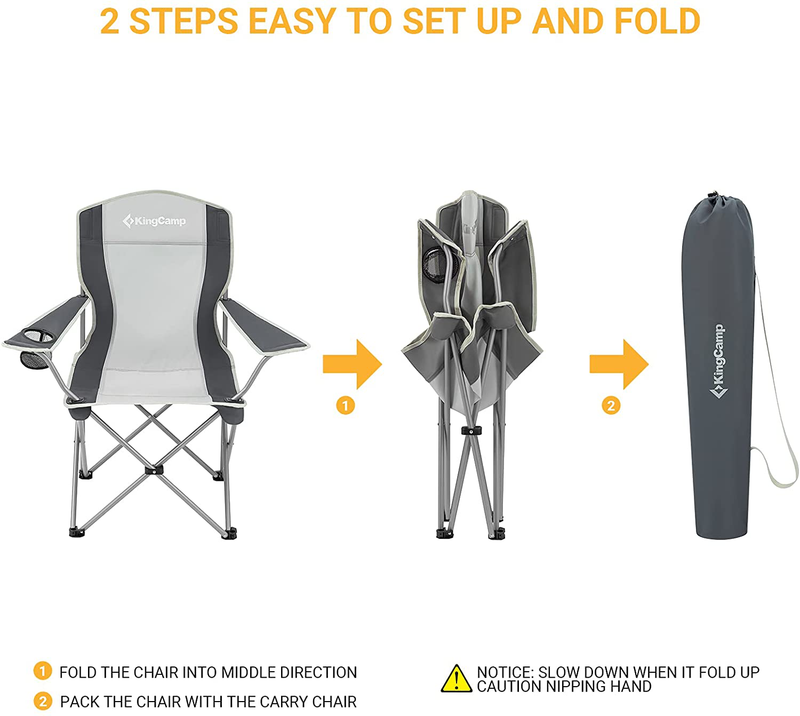 Kingcamp Folding Camping Chairs Portable Beach Chair Light Weight Camp Chairs with Cup Holder & Front Pocket for Outdoor (Black/Mediumgrey) Sporting Goods > Outdoor Recreation > Camping & Hiking > Camp Furniture KingCamp   