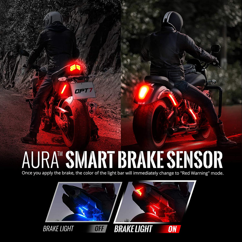 OPT7 Aura Motorcycle LED Accent Lighting Kit, RGB Multi-Color Lights Kit with Remote, Motorcycle Lights Underglow Strips Accessories with Switch for Sportsbike Cruisers, 10pc Double Row  ‎OPT7   