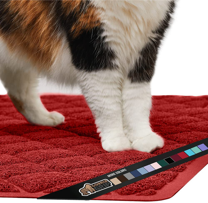 Gorilla Grip Ultimate Cat Litter Mat, Cleaner Floors, Less Waste, Soft on Kitty Paws, Easy Clean Trapper, Large Size Liner Trap Mats, Scatter Control, Traps Mess from Box, Accessories for Cats Animals & Pet Supplies > Pet Supplies > Cat Supplies > Cat Litter Gorilla Grip Red Half Circle (30" x 20") 