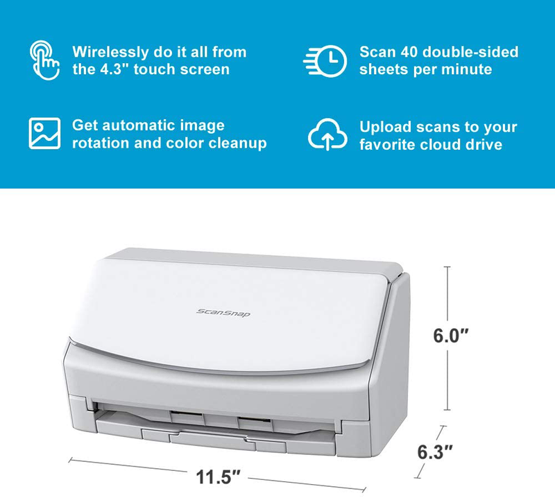 Fujitsu ScanSnap iX1600 Versatile Cloud Enabled Document Scanner for Mac or PC, White Electronics > Print, Copy, Scan & Fax > Scanners FUJITSU   
