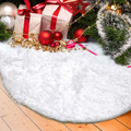 DegGod Christmas Tree Plush Skirts, 36 inches White Pure Long Haired Faux Fur Xmas Tree Skirt Mat for Christmas Thanksgiving Holiday Home Party Decorations Ornaments Home & Garden > Decor > Seasonal & Holiday Decorations > Christmas Tree Skirts DegGod White Small 