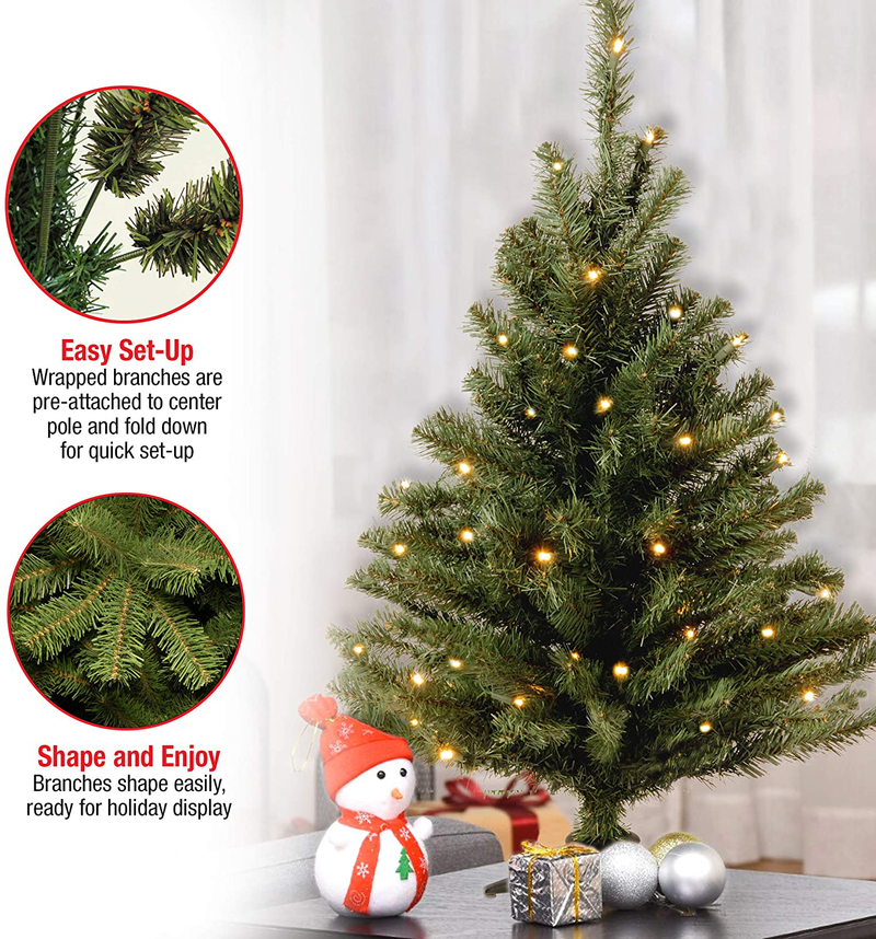 National Tree Company Pre-lit Artificial Mini Christmas Tree | Includes Pre-strung White Lights and Stand | Kincaid Spruce - 3 ft Home & Garden > Decor > Seasonal & Holiday Decorations > Christmas Tree Stands National Tree Company   