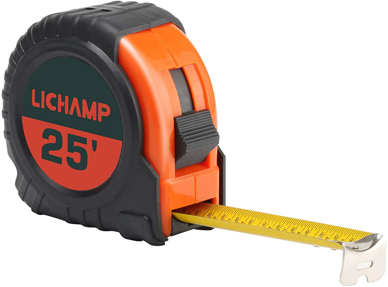 LICHAMP Tape Measure 25 ft, 6 Pack Bulk Easy Read Measuring Tape Retractable with Fractions 1/8, Measurement Tape 25-Foot by 1-Inch
