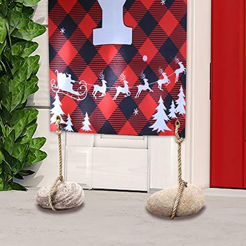 Porch Christmas Decorations, Merry Christmas Banner, Christmas Porch Sign - Large Christmas Front Door Decorations Outdoor, Red Plaid Christmas Decor Outside, Christmas Yard Signs - 71”x14”