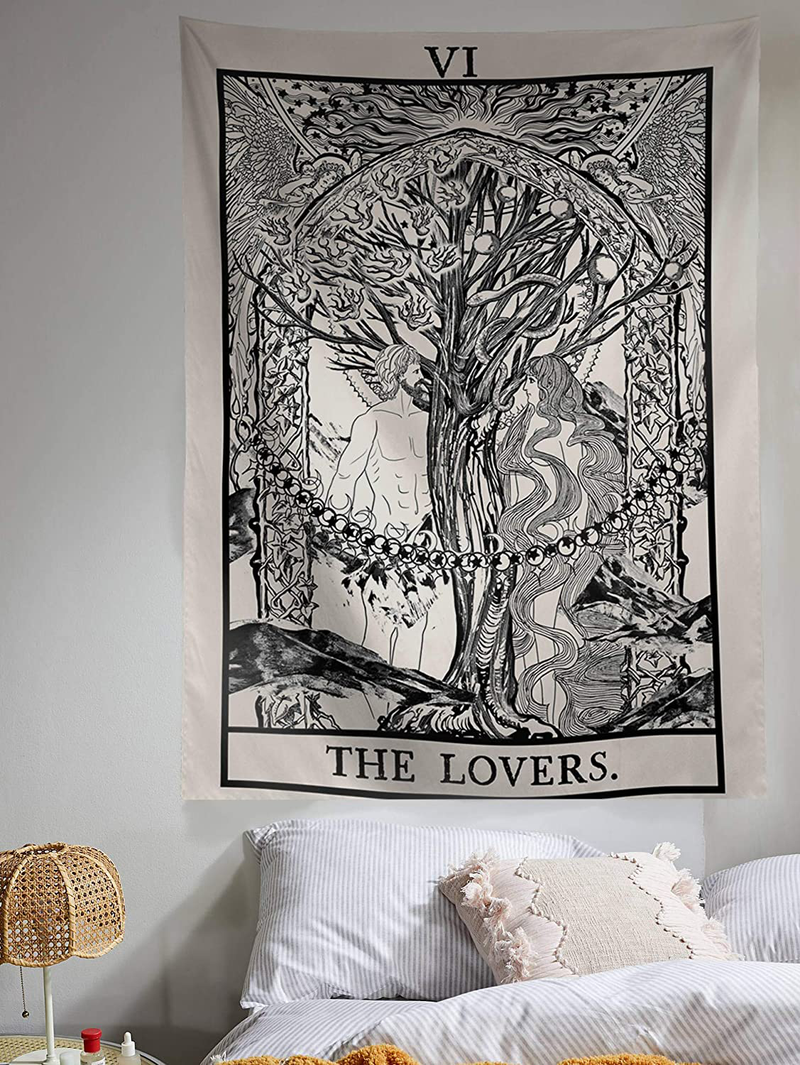 Tarot Tapestry The Star The Sun & The Star Tapestry Medieval Tapestry Wall Hanging Tapestries Mysterious Wall Tapestry Home Decor (Lovers, 5159)